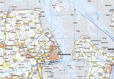 Ausschnitt aus der Kartenprobe DTK250 "Küstengebiet mit Siedlungen"