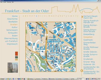 Stadtplan mit Straßenverzeichnis